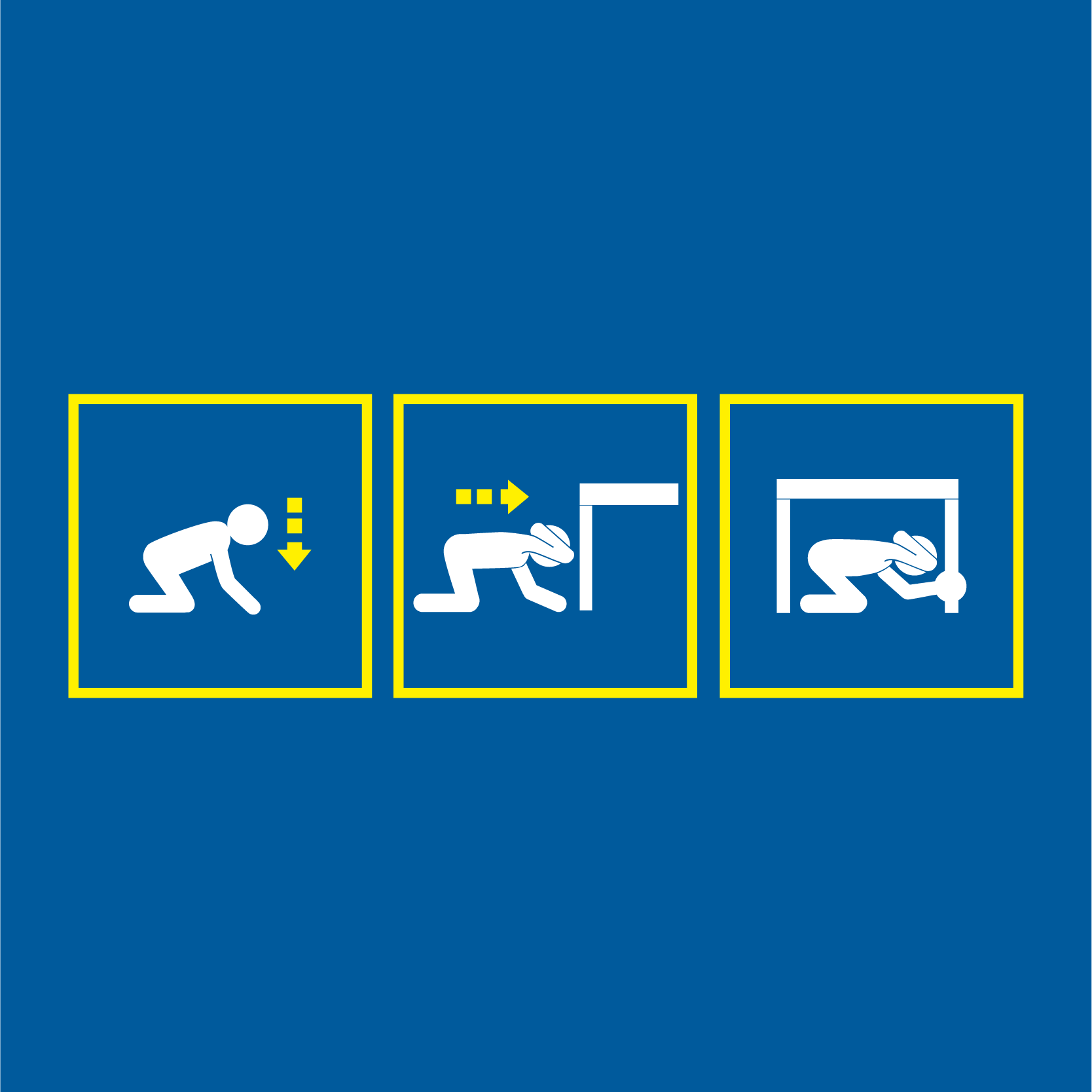 Person doing Drop, Cover and Hold