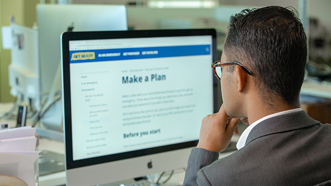 Man looking at the Make a Plan page on Get Ready
